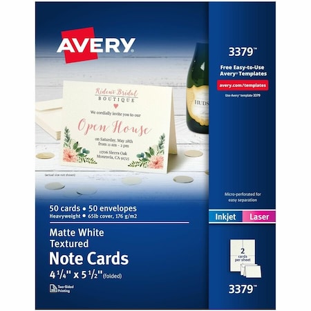 Avery Cards, Uncoated, Matte, Two-S, PK50 3379