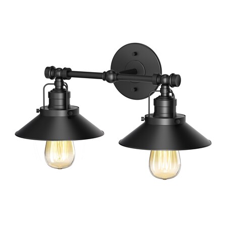 Gatco Modern Farmhouse Metal Double Sconce, Matte Black 1722