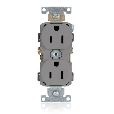Leviton Duplex Receptacle Outlet, 15A, Gray, 125V CR015-GY