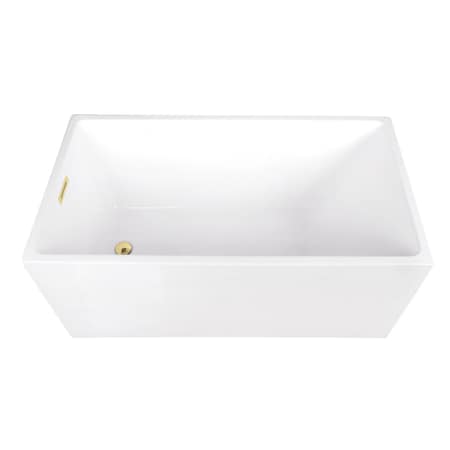 Kingston Brass 51" Acrylic Rectangular Double Ended Freestanding Tub with Drain, Glossy White/Polished Brass VTSQ512823C412
