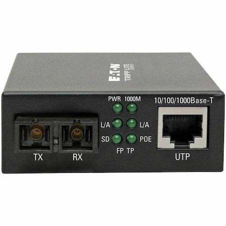 Tripp Lite GIGABIT MULTIMODE FIBER TO ETHERNET MEDIA CONVERTER, POE+  101001000 SC, 850 NM,  N785-P01-SC-MM1