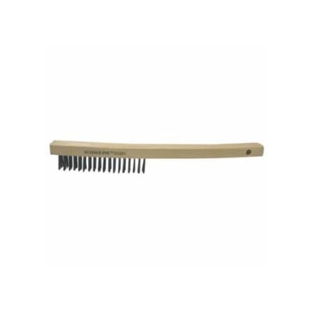 Weiler Economy Scratch Brushes, 14 in, 4 X 18 Rows, Steel Wire, Curved Hardwood Handle 804-25201