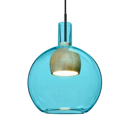 Besa Lighting Besa Benji Pendant, Blue/Natural, Black Finish, 1x 9W LED 1JT-BENJIBLNA-LED-BK