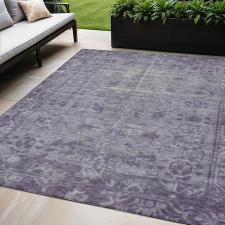 Homeroots 5' X 8' Purple Oriental Washable Indoor Outdoor Area Rug 607573