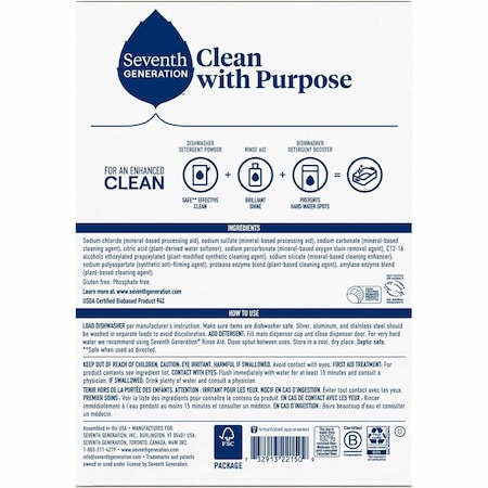Seventh Generation Dishwasher Detergent, No Color SEV22150