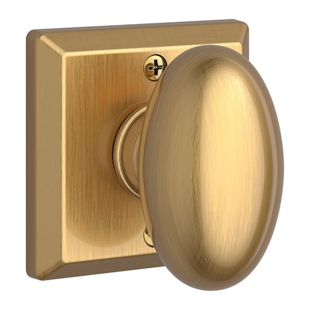Baldwin Half Dummy Ellipse Knob and Traditional Square Rose Lifetime Satin Brass Finish HDELLTSR044