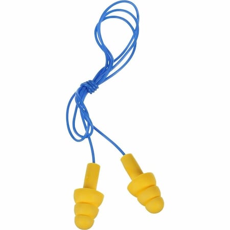 3M UltraFit Reusable Corded Earplugs, Flanged Shape, 25 dB NRR, Push-In, Med, Yellow/Blue, 1 Pair 340-4004