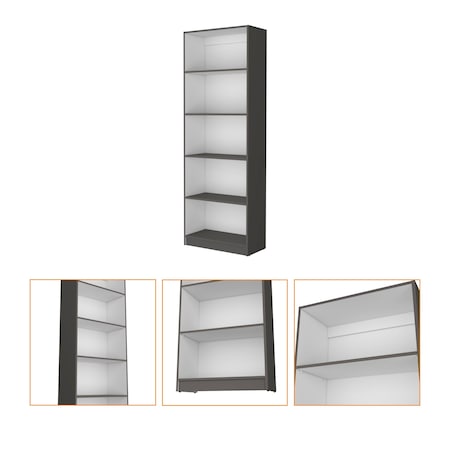 Homeroots 71" Gray And White Wood Five Tier Bookcase 546195