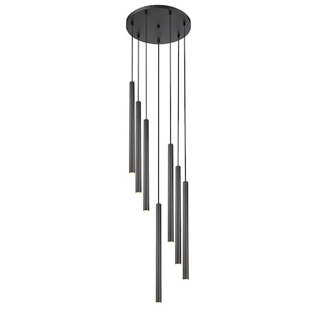 Z-Lite Forest 7 Light Chandelier, Matte Black, 18 In W x 23.75 In H 919MP24-7R-MB-LED