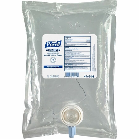 Purell Hand Sanitizer, Advanced Series, Gel, Cartridge, 1,000 mL, Requires Dispenser, 4121-06, 8 PK 4163-08