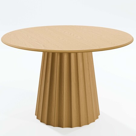 Homeroots 46" Brown Solid Wood Pedestal Base Round Top Dining Table 721021