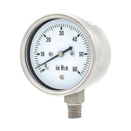 Zoro Select Pressure Gauge, 1/4 in NPT, Bottom Location 19RZ48