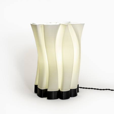 Jonathan Y Flame 13.5 in. Modern Bohemian Plant-Based PLA 3D Printed Dimmable LED Table Lamp, White/Black USA1002B