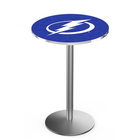Holland Bar Stool Co 42" Stainless Steel Tampa Bay Lightning Pub Table, 36" dia. Top L214S4236TBLght