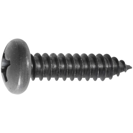 Phillips Pan Head Tapping Screw #14 x 1in - Black, 100PK