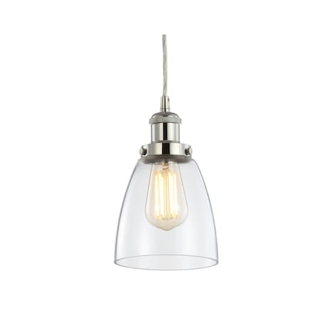 Jonathan Y Cleo 5.5 in. Adjustable Metal/Glass LED Pendant, Chrome JYL3518A