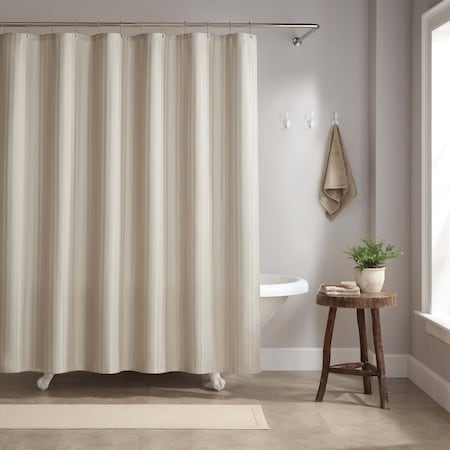 Arkwright Home Poly Shower Curtain Set 72x72 Damask Almond Milk - 1 Set P-SCSTD-7272-BG