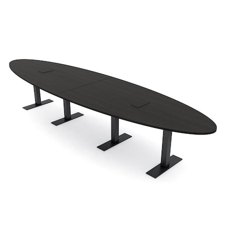 Skutchi Designs 12 Person Conference Table With Power Unit | 14' Oval Table | Harmony Series HAR-OVL-48X168-T.BK-U999ST19-EBLK