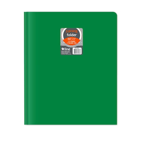 C-Line Products 8-1/2" x 11" Green Two-Pocket Heavyweight Poly Portfolio Folder with Prongs, 25EA/BX, 6BX/CT 33963-BX