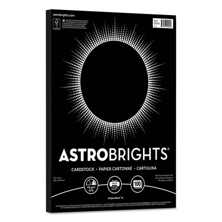 Astrobrights Color Cardstock, 65 lb Cover Weight, 8.5 x 11, Eclipse Black, 1 PK 22024-01
