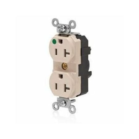 Leviton Straight Blade Receptacle, 5-20R, 20 A, 125V AC, Flush Mount, Self-Grounded M8300-ILT