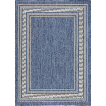 Homeroots 6' X 9' Denim Blue And Ivory Geometric Indoor Outdoor Area Rug 572871