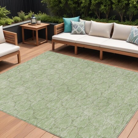 Homeroots 9' X 12' Sage And Ivory Geometric Washable Indoor Outdoor Area Rug 613534