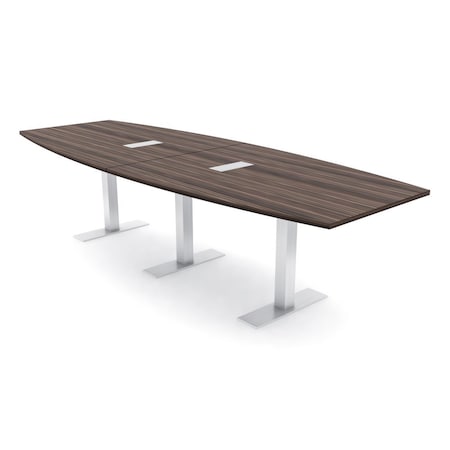 Skutchi Designs 12ft Boat Conference Table With Power | Harmony Series | 12 Person Meeting Room Table HAR-BOT-48X144-T-H3041-ESIL