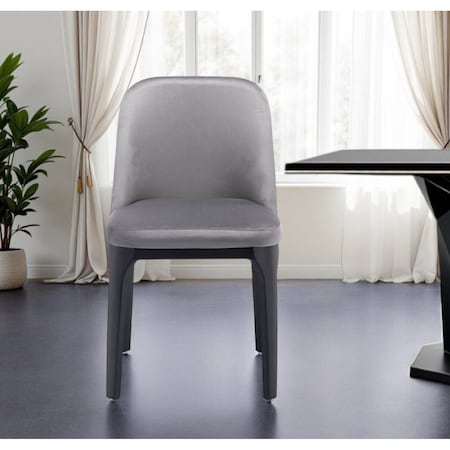 Homeroots Gray And Black Upholstered Velvet Dining Side Chair 521278