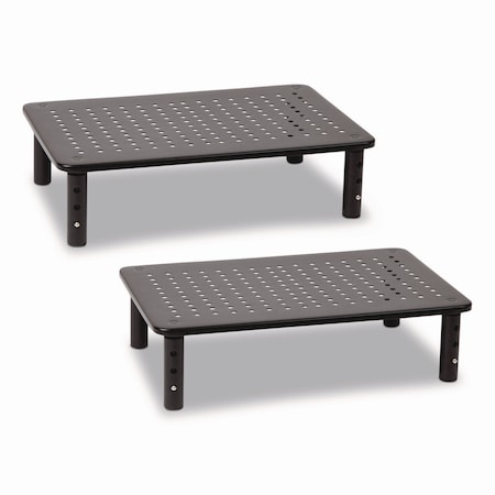 Mind Reader Adjustable Rectangular Monitor Stand, 14.5in x 9.25in x 4in to 5.5in, Black, Supports 44 lb, 2PK 4LEGM2PK-BLK