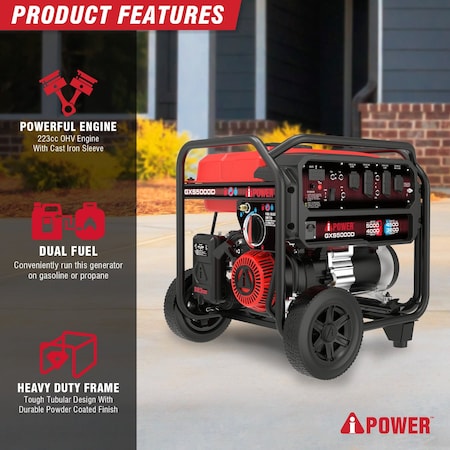 Aipower 5000/4000W(Gas)4500/3600W(Propane) Portable Inverter Generator GXS5000D