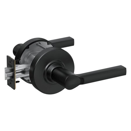 Schlage Grade 1 Storeroom Cylindrical Lock, Less Cylinder, Latitude Lever with Rose, Matte Black Finish PC80L LAT 622