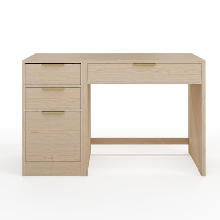 Martha Stewart Kayden Single-Drawer Desk w/3 Drawer File Cabinet in Light Natural w/Brushed Gold Hardware KHO-23042-TBFC-LNT-GLD-MS