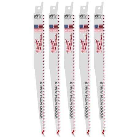 Milwaukee Tool 9" 5 TPI SAWZALL Blades (5 Pk) 48-00-5036