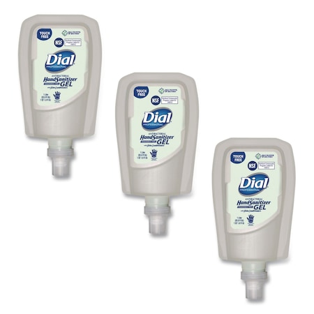 Dial Antibacterial Gel Hand Sanitizer Refill for FIT Touch Free Dispenser, 1.2 L, Fragrance-Free, PK3 19029