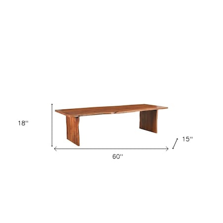 Homeroots 60" Brown Solid Wood Live Edge Dining Bench 565289