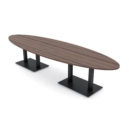 Skutchi Designs Oval Conference Table With Power, 48 in W, 144 in L, Brown HAR-OVL-48X144-DOU.BK-H3041-NA