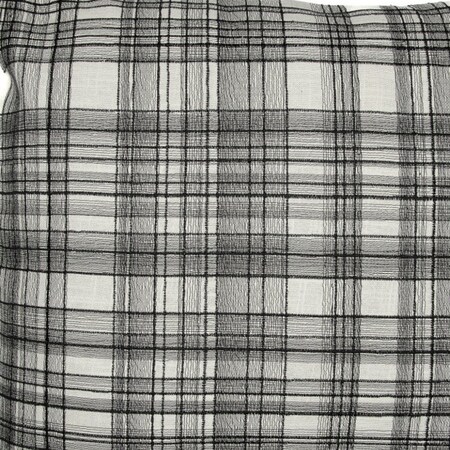 Homeroots 20" White and Black Check Cotton Blend Throw Pillow With Embroidery 549438