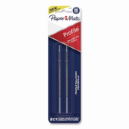 Paper Mate Refill for Profile Ballpoint Pens, Medium 1 mm Conical Tip, Black Ink, 2PK 2130521
