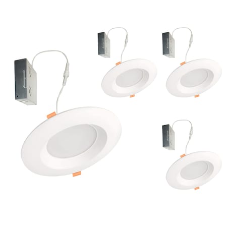 Bulbrite 12 W LED 4" Round Recessed Downlight Fixture with Metal J-Box, 5CCT - 27/30/35/40/50K, 110Lumens, 4PK 862655