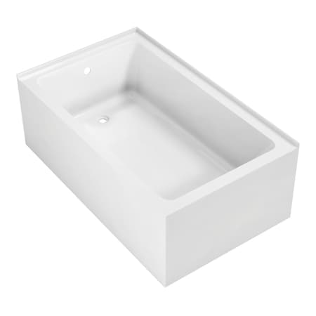 Kingston Brass 60" Acrylic Rectangular 2-Wall Corner Alcove Tub, Left Hand Drain, Glossy White VTAP6036L22TS