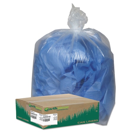 Earthsense Commercial 33 gal Trash Bags, 33 in x 39 in, Extra Heavy-Duty, 1.25 mil, Clear, 100 PK RNW4015C