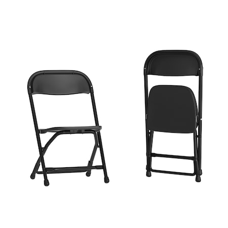 Flash Furniture Kids Black Plastic Folding Chair, PK2 2-Y-KID-BK-GG