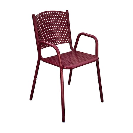 Leisure Craft 31 5/8" Tall Dining Height Stackable Perforated Chair, Burgundy C1-PERF-BURGUNDY