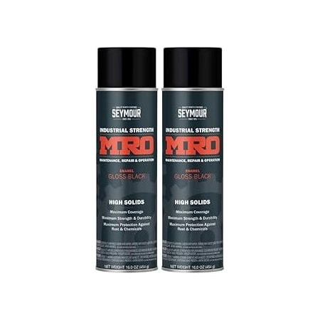 Seymour Midwest MRO Industrial High-Solids Spray Paint, Gloss Black, 16 oz, 2PK 6201415-2