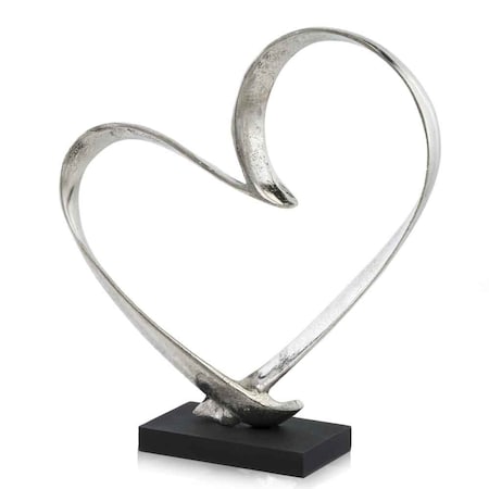 Homeroots 16" Raw Silver And Black Heart Sculpture 354624