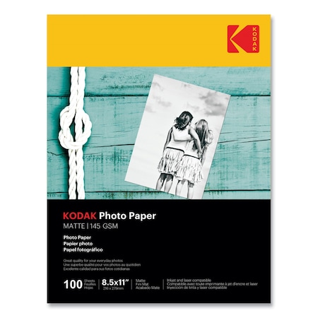 Kodak Photo Paper, 7.2 mil, 8.5 x 11, Matte White, 100PK 41184