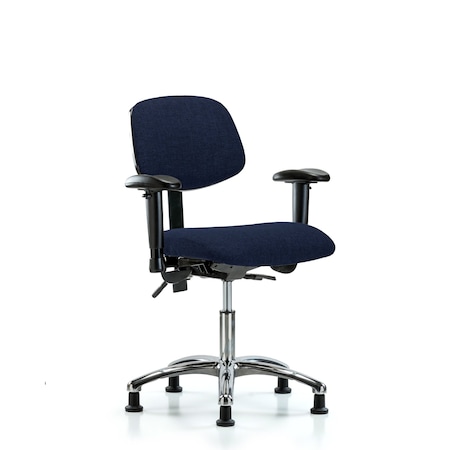 Blue Ridge Ergonomics Desk Chair Desk Chair, Fabric, Chrome AA Glides, Nav, Adjustable Arms, 19" to 24" Height, Fabric BR-FDHCH-CR-T0-A1-RG-F45