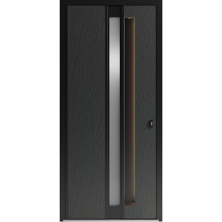 Vdomdoors Aluminum Door with Hidden Handle Hiddex 0155 Ardesia Nero Entry Steel Metal Modern Painted W36xH80 HIDDEX0155EXD-BLK-W36xH80-RH-I
