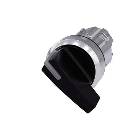 Siemens Illuminable selector switch, 22 mm, round, metal shiny, black 3SU1052-2CC10-0AA0